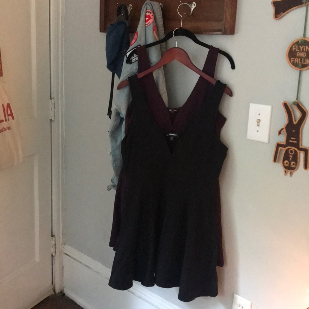 Express Lot Dress Romper Purple Black